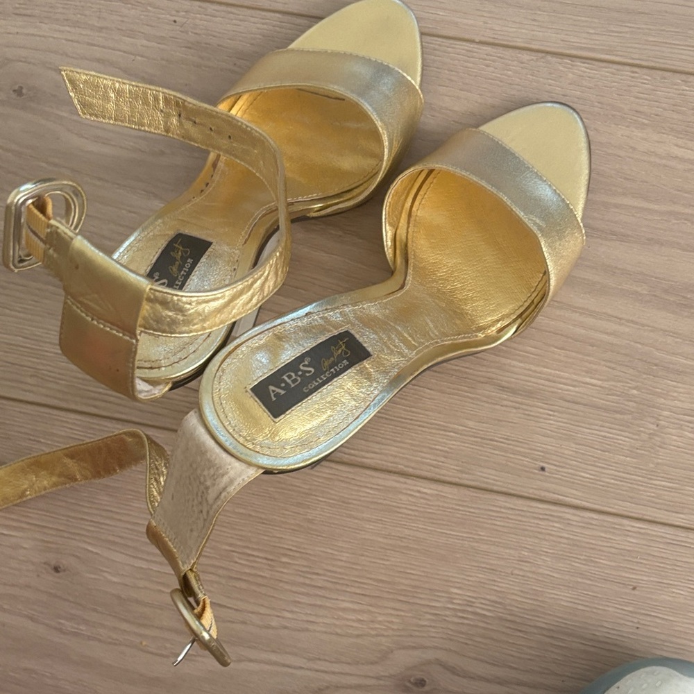 ABS Allen Schwartz Metallic Gold Sandals